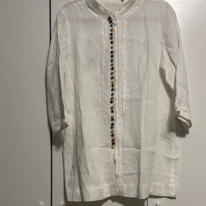 Soft Surroundings White Embroidered Top